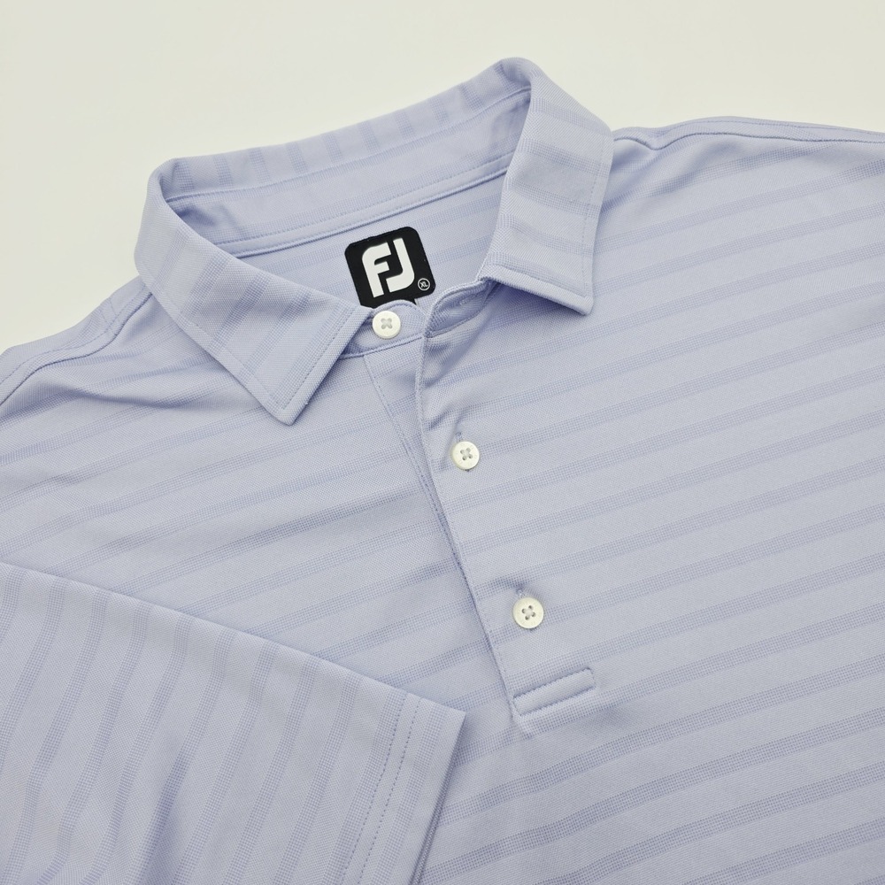 FootJoy‎ Men's XL Performance Polo Light Blue Striped FJ Shirt Logo Stretch